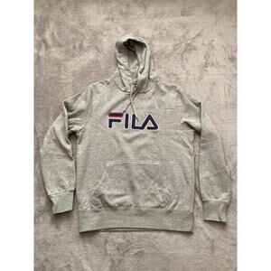 Fila Fleece Hooded Sweatshirt Mens Gray Size Medium